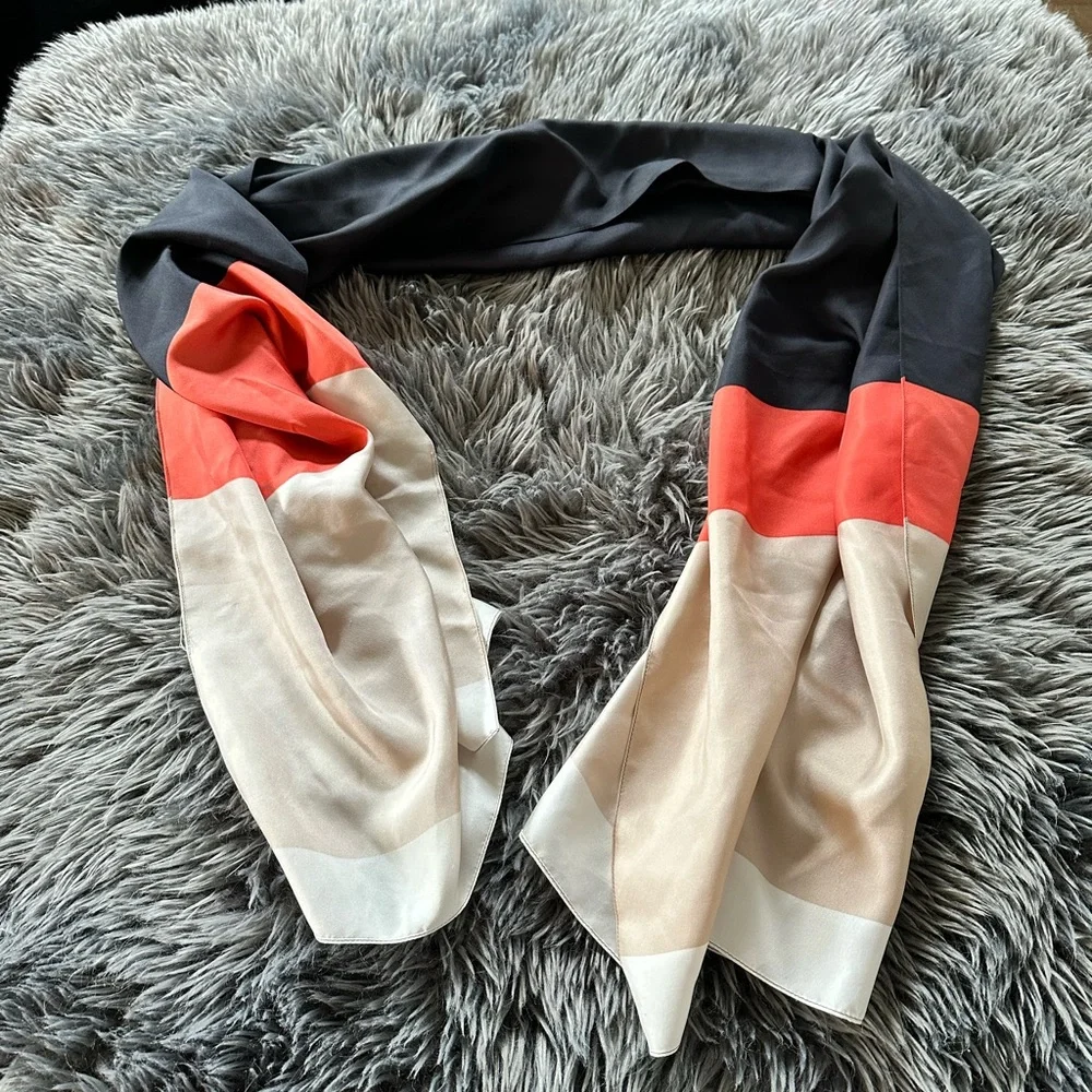 Black coral and tan scarf